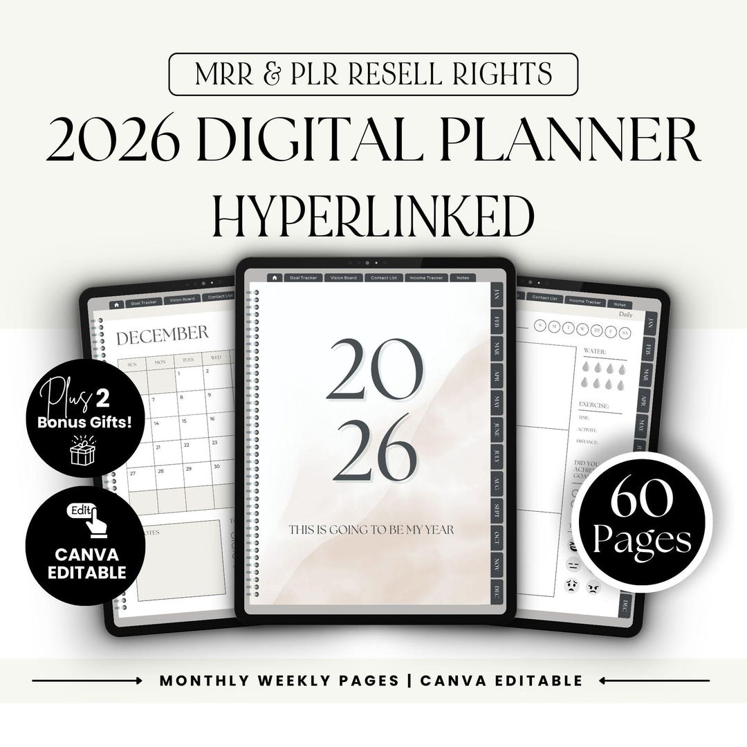 PLR Digital Planner 2026, Master Resell Rights, Canva Template - Etsy