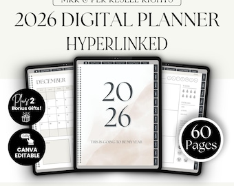 MRR PLR 2026 Digitaler Planer, Canva Bearbeitbare Vorlage: Wöchentlich, monatlich, täglich, Wiederverkaufsrechte