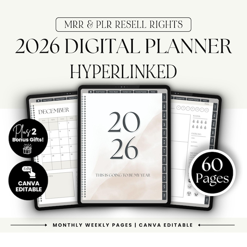 PLR Digital Planner 2026, Master Resell Rights, Canva Template - Etsy
