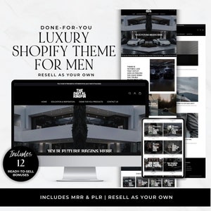 Plr Mrr Shopify Theme, Master Resell Rights Sell On Etsy Website Template For Digital Product, Faceless Marketing MRR & PLR Products For Men