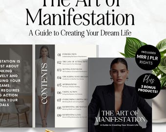Manifestation Guide, Law of Attraction Workbook, Canva Template (MRR PLR) + 3 Bonuses