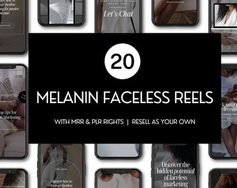 Melanin Faceless Reels Bundle: MRR & PLR Social Media Templates (Canva Editable)