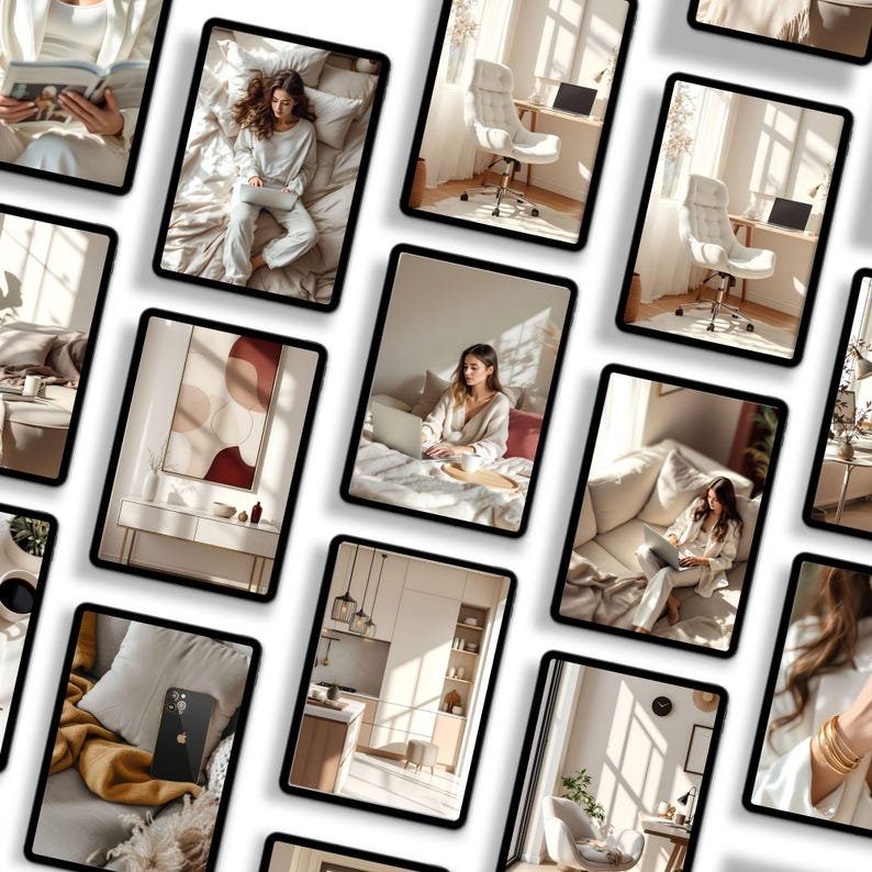 Luxury Feminine Branding Stock Photos | 100+ Neutral Canva Images | Faceless Marketing Content Bank | Square Story & Portrait Sizes