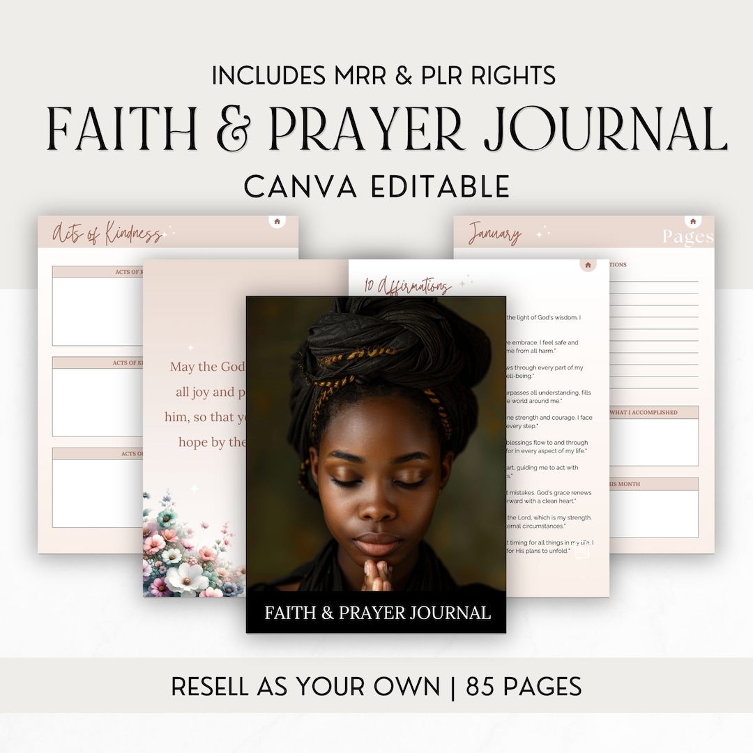 Faith & Prayer Journal Canva Template: Resell Rights, Bible Study ...