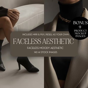 AI Faceless Stock Images, Minimalist + Canva Mockups (MRR+PLR