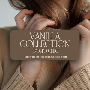 Vanilla Boho Stock Image Bundle: 200+ AI Photos, PLR + MRR (Digital Download)