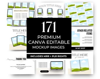 Canva Mockup Bundle, Planner eBook Mockups, MRR PLR Templates
