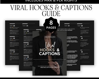 Viral Hooks and Captions Guide, Canva Editable (Digital Download)
