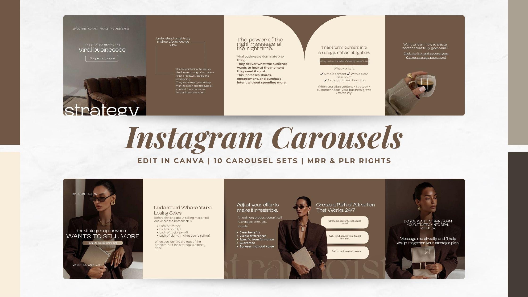 Canva Carousel Templates, Marketing Bundle, 10 Social Media Templates ...