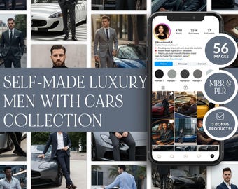 Luxury Men & Supercars AI Images, MRR PLR Resell Rights, Canva Stock Photos, Faceless Instagram Content, Self-Made Digital Bundle