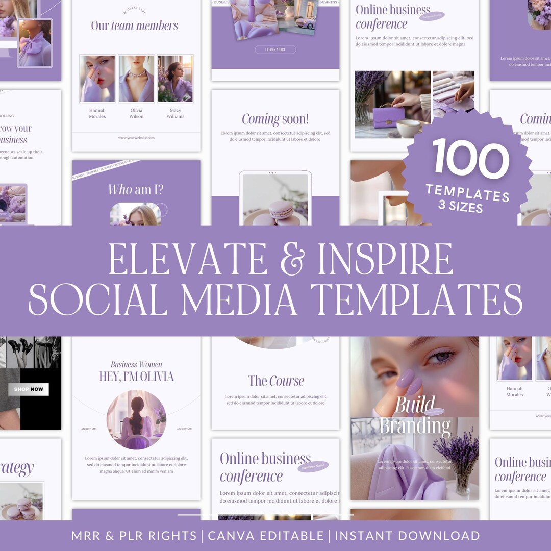 PLR Instagram Template Bundle | Lavender Social Media Templates | Canva ...