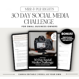 30 Tage Social Media Challenge Guide mit MRR, 30 Tage Challenge, Plr Komplettes Ebook, Life Coach, Canva Bearbeiten, Bleimagnet, Facebook Instagram