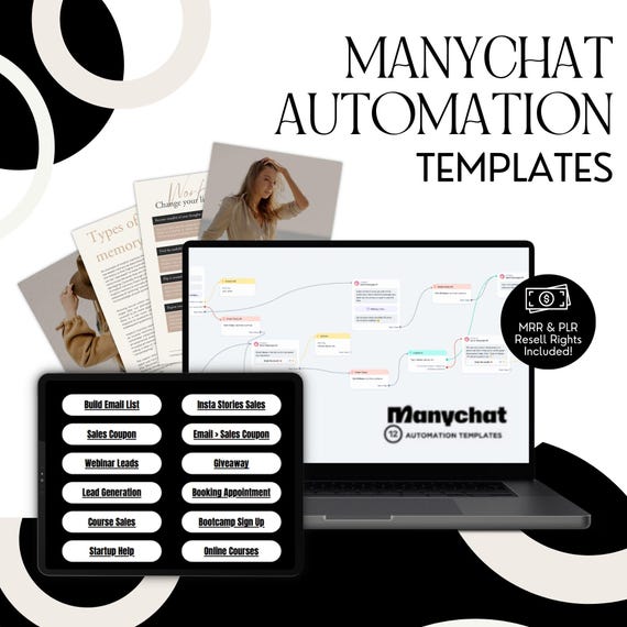ManyChat Automation Flow Bundle: MRR + PLR, Customizable Chatbot Templates (Digital Download)