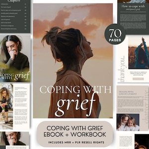 Grief Workbook: Coping with Loss, 70-Page Canva Template (MRR/PLR)