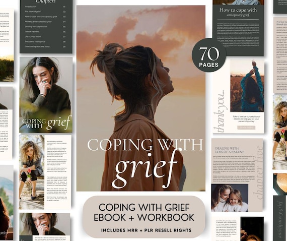 Grief Workbook: Coping with Loss, 70-Page Canva Template (MRR/PLR)