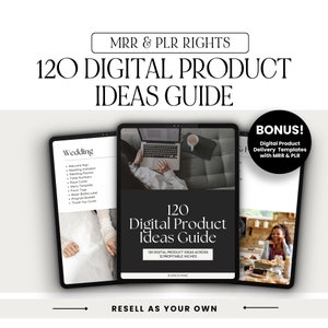 120 Digital Product Ideas eBook: MRR PLR Canva Template