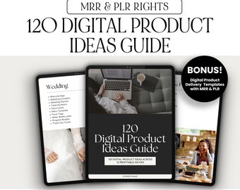 120 Digital Product Ideas eBook: MRR PLR Canva Template