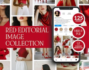 Red Editorial Image Collection (128 Images) | Luxury Stock Photos | MRR + PLR Resell Rights | 4:5 Portrait