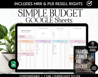 Google Sheets PLR Budget Spreadsheet, MRR Products to Sell, Financial Budget Planning, Resell Spreadsheet DFY Products