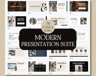 Canva Presentation Slides: Modern Webinar Course Templates (MRR & PLR)