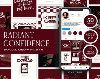 Canva Instagram Templates | Radiant Confidence Pack | 50 Editable Square, Portrait, Story Templates for Coaches & Entrepreneurs