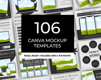 Canva Mockup Templates: 305+ Etsy & Shopify Shop Designs, MRR/PLR Rights (Digital Download)
