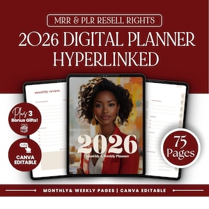 2026 Digital Planner, Canva Planner Template With PLR & MRR | Monthly ...