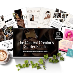 MRR Digital Products, Canva Ebook Template Bundle with PLR, Lead Magnet Workbook and Course Creator Templates for Digital Sellers