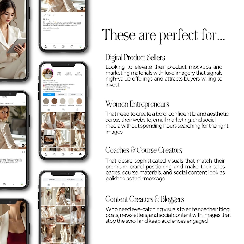 Luxury Feminine Branding Stock Photos | 100+ Neutral Canva Images | Faceless Marketing Content Bank | Square Story & Portrait Sizes