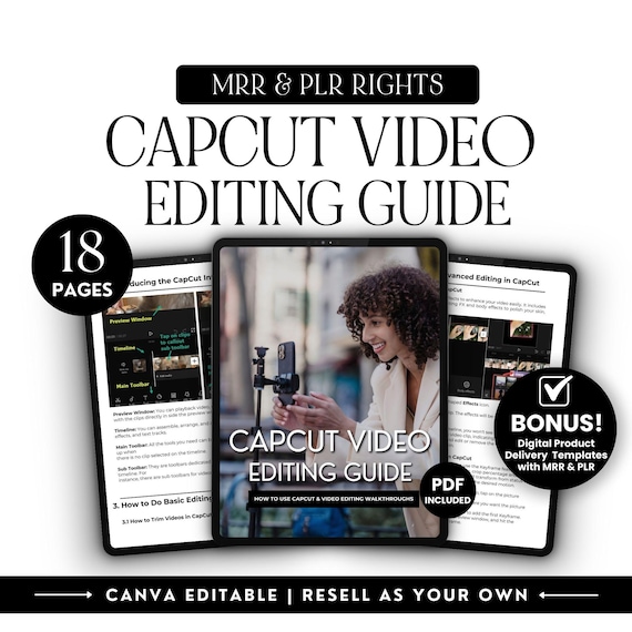 CapCut Video Editing eBook Guide for Beginners: Canva Template with MRR & PLR