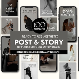Mrr Plr Instagram Post And Story, Master Resell rights, Instagram Posts, Faceless Bundle, Digital Marketing,  Woman Entrepreneur Templates