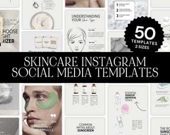 Hautpflege Instagram Social-Media-Vorlagen, Beauty Canva Editable, MRR PLR Wiederverkaufsrechte