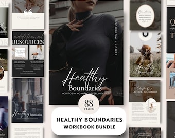 Healthy Boundaries eBook & Workbook: MRR PLR Canva Templates (Digital Product)