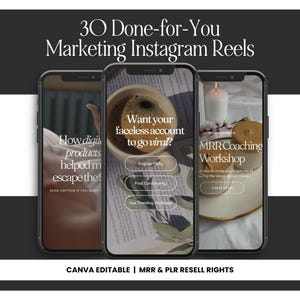 30 Aesthetic Faceless Instagram Reels PLR, MRR Marketing, Master Resell Rights Mrr, Elevate Your Social Media, Canva