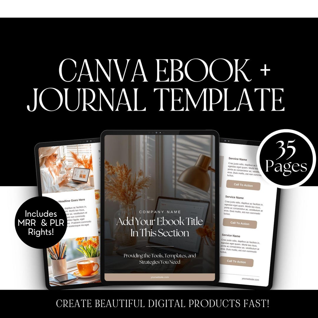 Canva Ebook Template: Editable Journal & Workbook, PLR MRR (instant ...