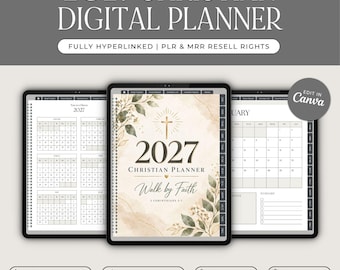 2027 Christian Planner Canva Template PLR MRR | Digital Planner Template Resell Rights | Faith Planner | Private Label Rights Commercial Use