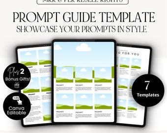 Editable Prompt Guide Template, Canva Planner Frames (PLR & MRR)