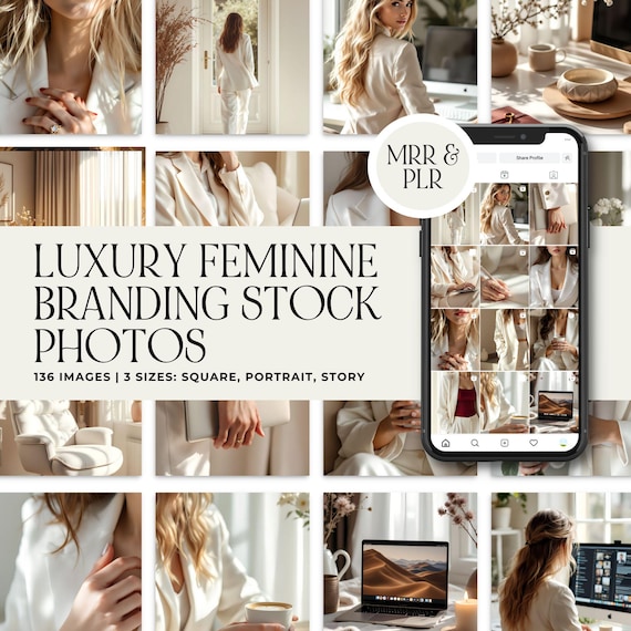 Luxury Feminine Branding Stock Photos | 100+ Neutral Canva Images | Faceless Marketing Content Bank | Square Story & Portrait Sizes