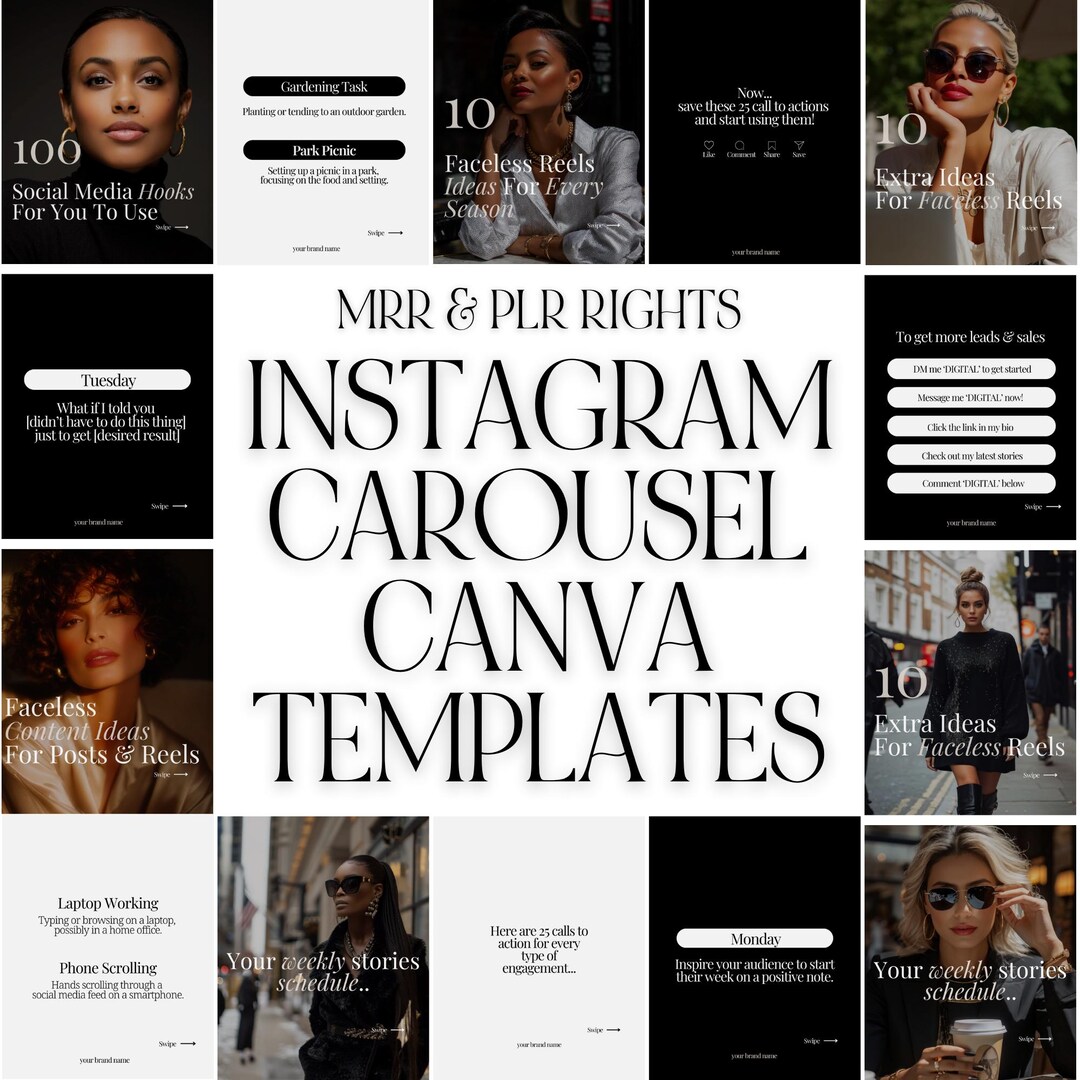 Instagram Carousel Templates | 30 Canva Social Media Posts PLR MRR ...