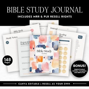 PLR Bibelstudienjournal Wiederverkaufsrechte, MRR, Master Wiederverkaufsrechte, Für Sie erledigt, Christliche Digitale Produkte, DFY Canva Vorlage, Andacht