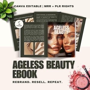 Ageless Beauty Planner: 52-Week Skincare Ritual (Editable Canva Template - PLR/MRR) (Digital Download)