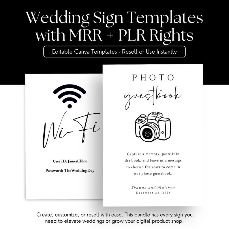 Wedding Sign Template Bundle, Modern Minimalist Design (canva Editable ...