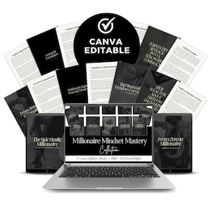 Canva eBook Template Bundle, Master Resell Rights Business Bundle, Millionaire Mindset Mastery, 17 PLR Canva eBooks, Coaching Templates