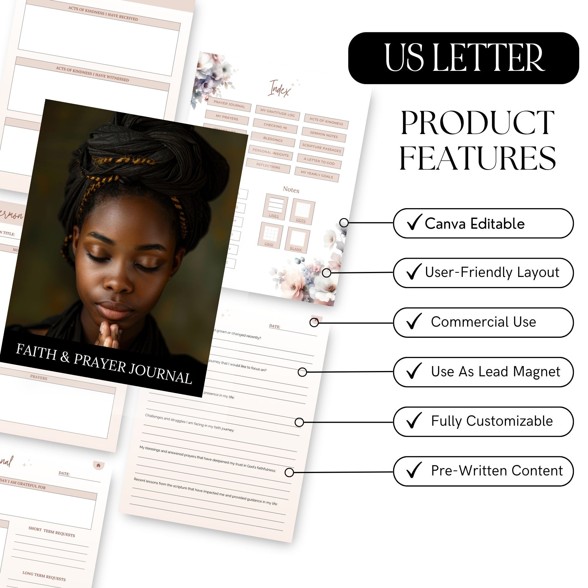 Faith & Prayer Journal Canva Template: Resell Rights, Bible Study ...