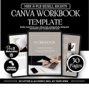 Canva Workbook Vorlage: PLR MRR Wiederverkaufsrechte, Kursersteller eBook (Digitaler Download)