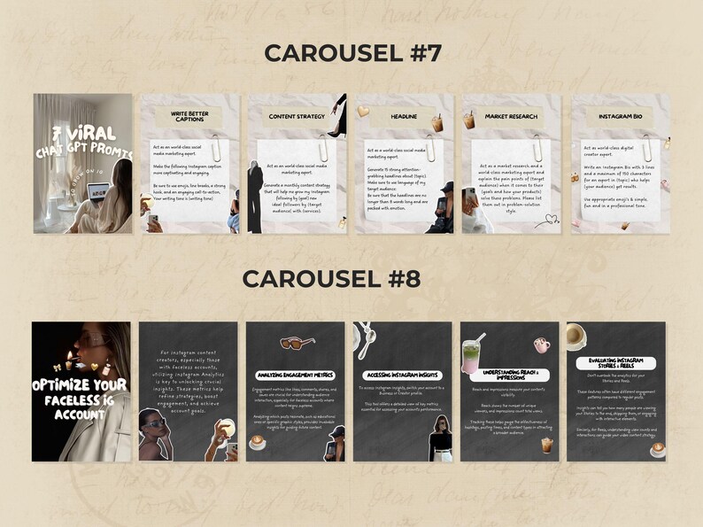 Faceless Instagram Carousel Templates: MRR & PLR Canva Social Media ...