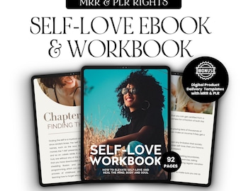 Libro electrónico y cuaderno de ejercicios sobre amor propio, editable en Canva, PLR MRR (descarga digital)