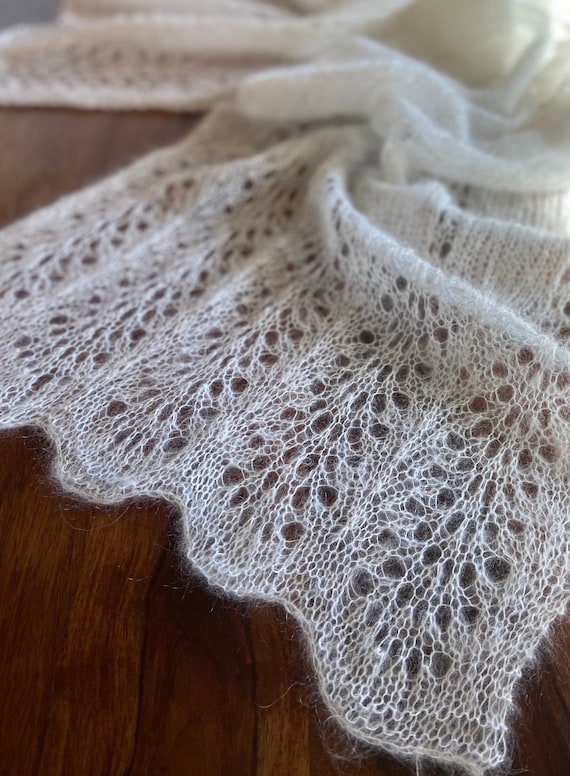 Elegant Lace Knit Shawl Pattern - Luxurious Silk Mohair Knitted Shawl - Elbert Scarf Knitting Tutorial - PDF digital Download