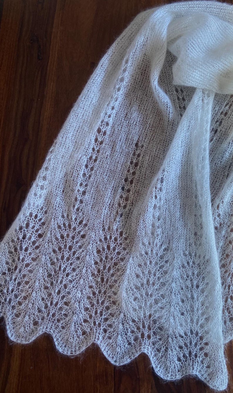 Elegant Lace Knit Shawl Pattern - Luxurious Silk Mohair Knitted Shawl - Elbert Scarf Knitting Tutorial - PDF digital Download image 9