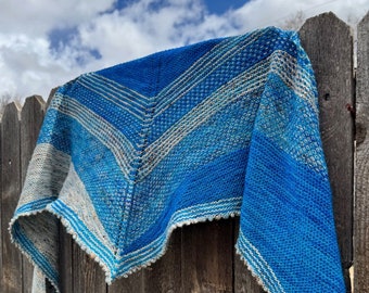 Textured Knit Shawl Pattern - Colorful Knitted Scarf - Super Girl Merino Wrap - Knitting Pattern - PDF Digital Download